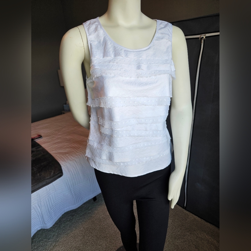 White Sleeveless Textured Top